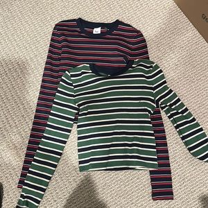 TNA Aritzia stripped cropped tops long sleeve